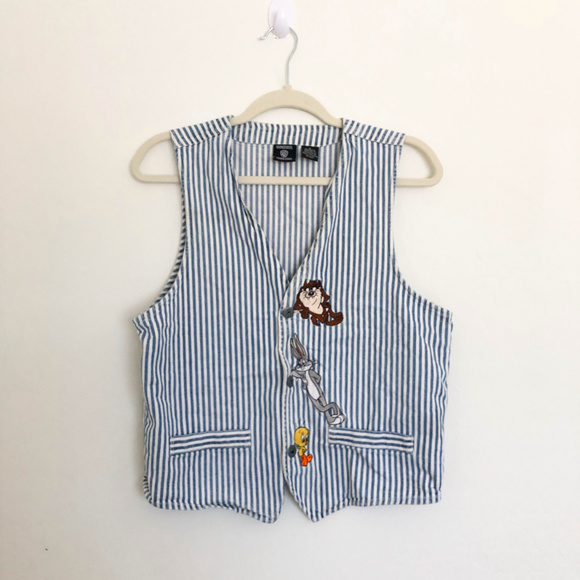 Warner Bros. Jackets & Blazers - Warner Bros Tweety Bugs Bunny Taz Striped Vest